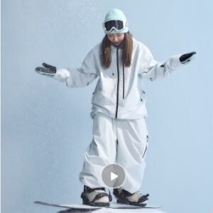 white ski suit